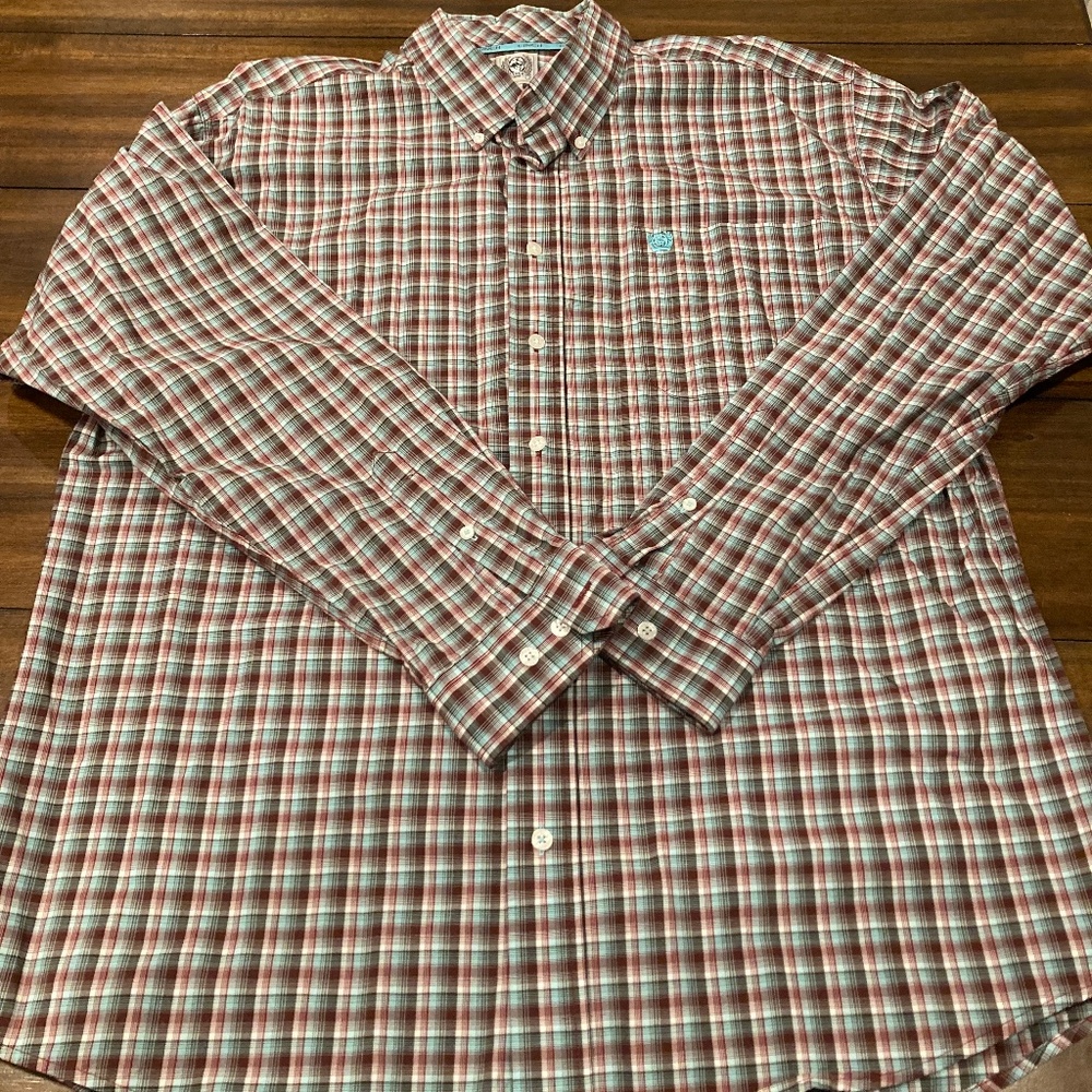 Cinch button up shirt, turquoise and brown Men's Large shirt